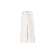 Re/Done Leather Trousers Beige, Dam