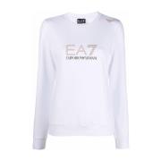 Emporio Armani EA7 Vit Sweater med Stud-Detaljer White, Dam