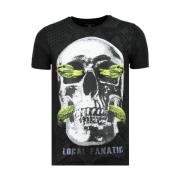 Local Fanatic Skull Snake Rhinestones - T-shirt Herrar - 6326Z Black, ...