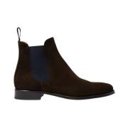 Scarosso Handgjorda Mörkbruna Mocka Chelsea Boots Black, Herr