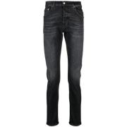 Dondup Slim-Fit Distressed Svarta Jeans Black, Herr