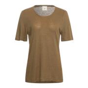 Heartmade Army Green Linen Modal T-Shirt Brown, Dam