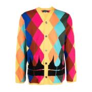 Comme des Garçons Stilfull V-ringad Diamanttryckt Kofta Multicolor, He...