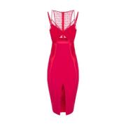 Elisabetta Franchi Fuchsia Bodyconklänning med Spetsinsatser Pink, Dam