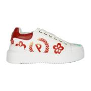 Pollini Sneakers med blommönster White, Dam