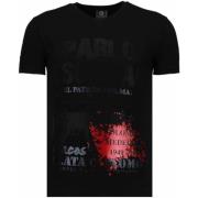 Local Fanatic Pablo Escobar Narcos Rhinestone - Man T Shirt - 5782Z Bl...