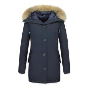 TheBrand Kanada Lång Vinterjacka - Dam Sidoficka Parka - 505B Blue, Da...