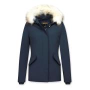 Matogla Damer Exklusiv trendig Fur Coat - Wooly Jacka Kort - 5897B Blu...