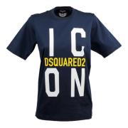 Dsquared2 Bomull T-shirt med Konst Design Blue, Dam