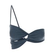 Jacquemus Asymmetrisk Bandeau Bikini Blue, Dam