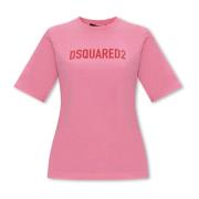 Dsquared2 T-shirt med logotyp Pink, Dam