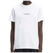 Fred Perry Broderad T-shirt för moderna män White, Herr