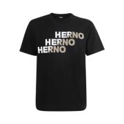 Herno T-shirt med kort ärm och rund hals Black, Herr