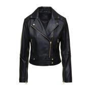 PINKO Leather Jackets Black, Dam