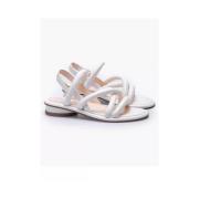 AGL Quilted Leather Flat Sandals White, Dam