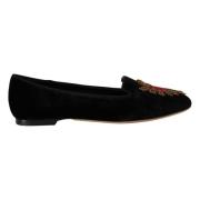 Dolce & Gabbana Svarta Sacred Heart Slip On Flats Black, Dam