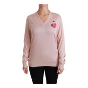 Dolce & Gabbana Silkesweater med Blommor Pink, Dam