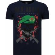 Local Fanatic Skull Rebel Rhinestone - Herr T-shirt - 5776B Blue, Herr