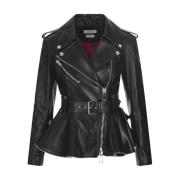 Alexander McQueen Svart Biker Chic Läderjacka Black, Dam