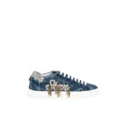 Patrizia Pepe Denim Sneakers med Prydnader Blue, Dam