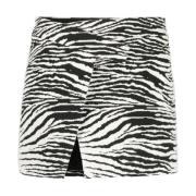 The Attico Clow Zebra-Print Minikjol Black, Dam