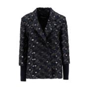 Fabiana Filippi Mönstrad Tweed Dubbelknäppt Blazer Blue, Dam