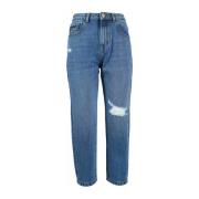 YES ZEE Blå Jeans med Hög Midja och Slitage Blue, Dam