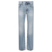 Saint Laurent Ljusblå Straight-Leg Jeans Blue, Dam