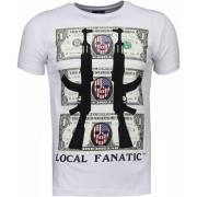 Local Fanatic Ak-47 Dollar Rhinestone - Herr T Shirt - 4781W White, He...