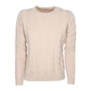 Cashmere Company Flätad Crew Neck Cashmere och Ulltröja White, Dam