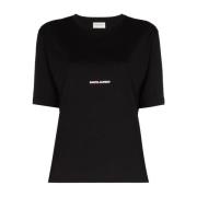 Saint Laurent Noir Crew Neck T-Shirt Black, Dam