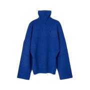 The Attico Blå Stickad Turtleneck Pull Blue, Dam