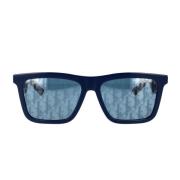 Dior Blåa fyrkantiga solglasögon med spegelglas i silver Blue, Unisex