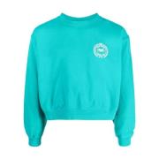 Sporty & Rich Tealblå och Vit Motivtryck Sweatshirt Blue, Dam