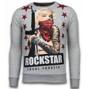 Local Fanatic Marilyn Rockstar Rhinestone - Man Tröja - 6006G Gray, He...
