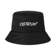 Off White Svart bokaktig broderad logobucket hatt Black, Herr