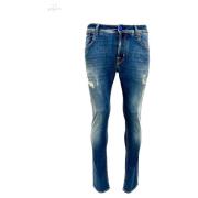 Jacob Cohën Slim Distressed Night Blue Jeans Blue, Herr