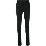 Saint Laurent Slim-Fit Jeans, Högkvalitativt Tyg Black, Dam