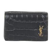 Saint Laurent Svart plånbok i krokodileffekt läder Black, Herr