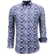 Gentile Bellini Trendiga lyxskjortor för män - Digitaltryck - 3055 Blu...