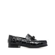 Sergio Rossi Loafers med Krokodilmönster Black, Dam