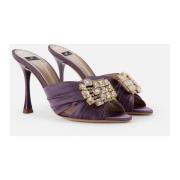 Elisabetta Franchi Smyckad Satinsandal Purple, Dam