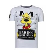 Local Fanatic Bad Dog Rhinestone -Man T Shirt - 13-6207W White, Herr