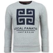 Local Fanatic Greek Border Sweater - Tryck På Tröja Man - 6350G Gray, ...
