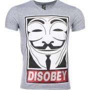 Local Fanatic Anonymous Disobey Print - T Shirt Herr - 2301G Gray, Her...