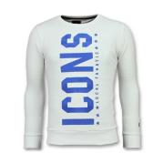 Local Fanatic Icons Vertical Sweater - Herr Tryck På Tröja - 6353W Whi...