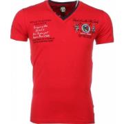 True Rise Broderad Polo Spelare - Herr T-Shirt - 1422R Red, Herr