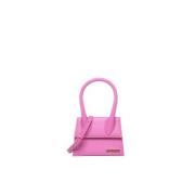 Jacquemus Strukturerad läderväska med hummerklämma Pink, Dam