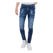 Local Fanatic Paint Splatter Ripped Jeans Herr Slim Fit -1075 Blue, He...