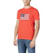 U.s. Polo Assn. Blått Tryckt T-shirt för Män Red, Herr